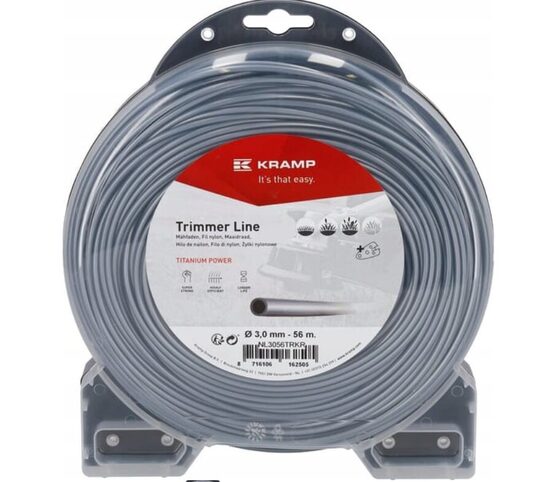 Kramp Titanium Power® trimmera aukla Ø 3,0 mm, 56 m, pelēka (NL3056TRKR)